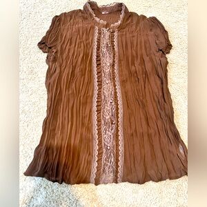 Large sheer ruffled top